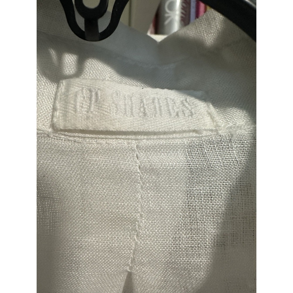 CP SHADES Top White 100% Linen Small Pocket Buttoned Shirt Tunic #AAA3-4 - Picture 3 of 8